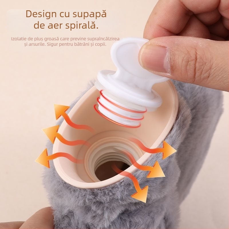 Sticlă de apă caldă umplută, autoîncălzire, PVC, reglare în mai multe niveluri a temperaturii, potrivită pentru mâini, picioare, gât și spate