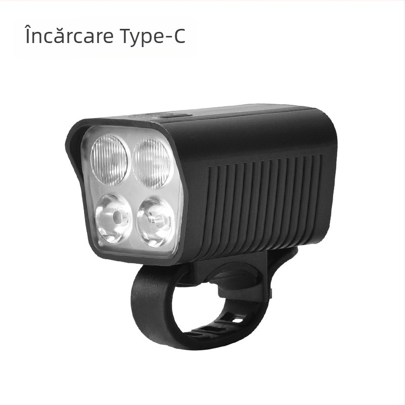 Lumină frontală pentru bicicletă de munte cu baterie reîncărcabilă, lanternă LED de înaltă intensitate și claxon electric