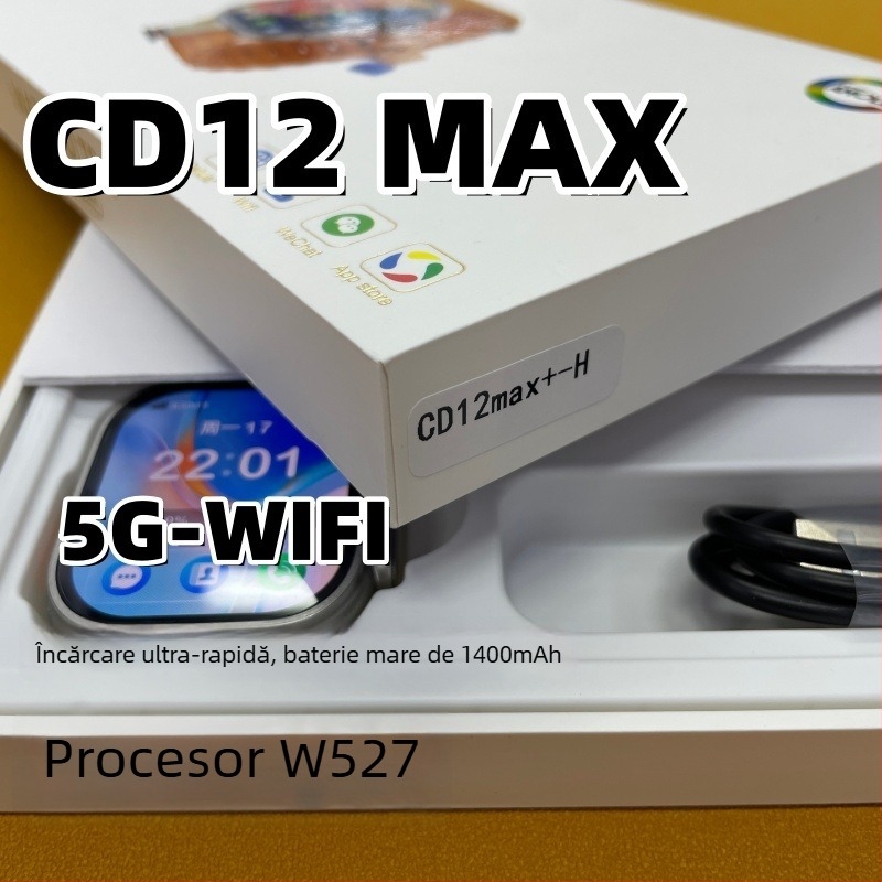 Ceas inteligent W527 cu slot SIM, deblocare prin amprentă, ecran AMOLED, încărcare magnetică, nu este rezistent la apă