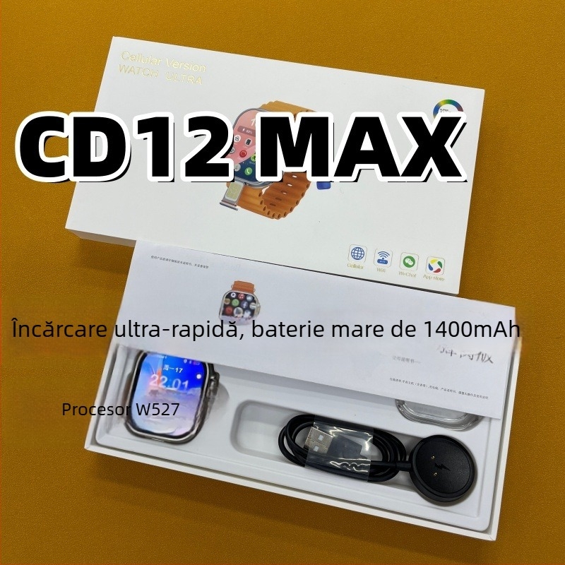 Ceas inteligent W527 cu slot SIM, deblocare prin amprentă, ecran AMOLED, încărcare magnetică, nu este rezistent la apă