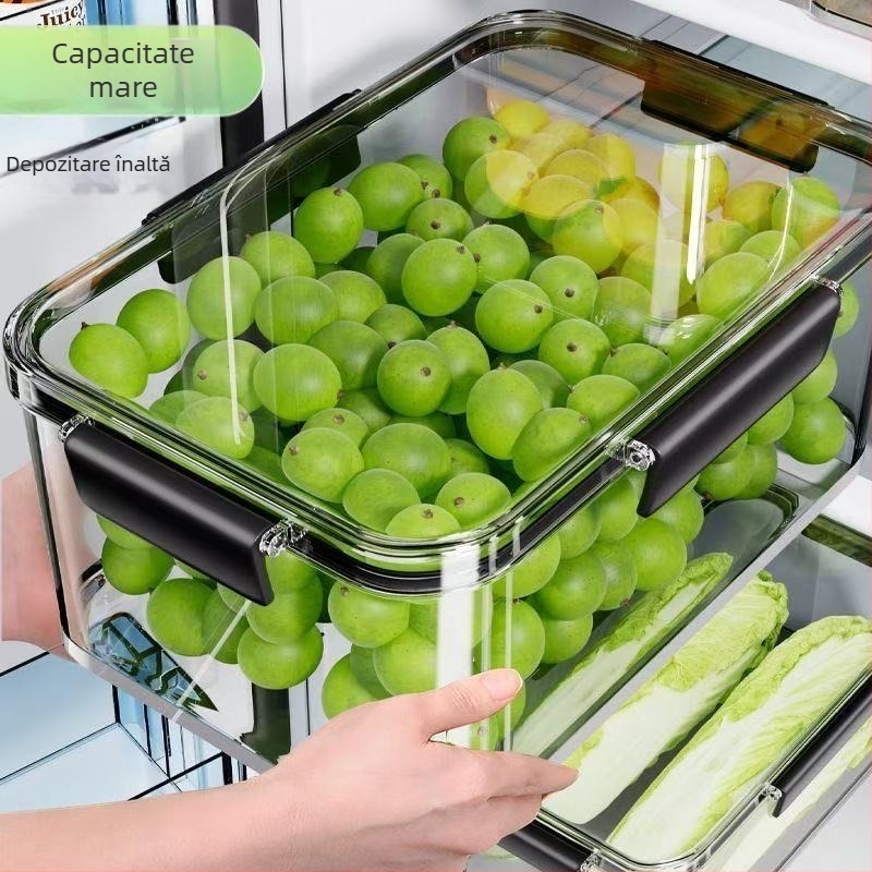 Cutie pentru frigider, Crisper, din plastic, pătrată, capacitate 0,8–5 L, un singur strat, menține prospețimea alimentelor
