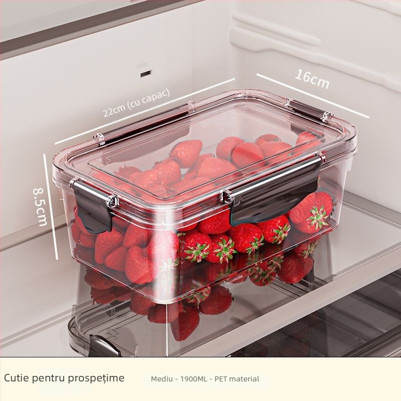 Cutie pentru frigider, Crisper, din plastic, pătrată, capacitate 0,8–5 L, un singur strat, menține prospețimea alimentelor