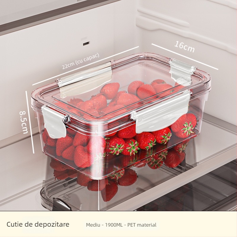 Cutie pentru frigider, Crisper, din plastic, pătrată, capacitate 0,8–5 L, un singur strat, menține prospețimea alimentelor