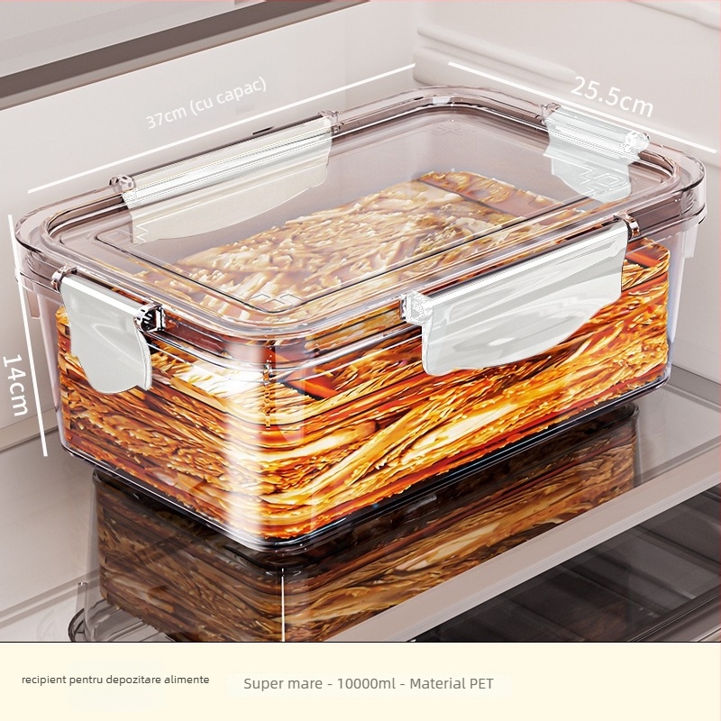 Cutie pentru frigider, Crisper, din plastic, pătrată, capacitate 0,8–5 L, un singur strat, menține prospețimea alimentelor