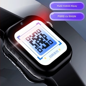 Ceas inteligent pentru copii cu apeluri video și poziționare, Wi‑Fi, suport SIM, până la 7 zile autonomie, rezistent la apă