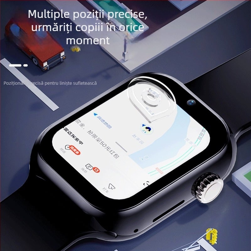 Ceas inteligent pentru copii cu apeluri video și poziționare, Wi‑Fi, suport SIM, până la 7 zile autonomie, rezistent la apă