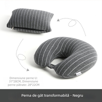 Perne în formă de U pentru călătorii, umplute cu granule de spumă, utilizare dublă ca suport de cap auto și pernă de camping, design minimalist, pentru adulți