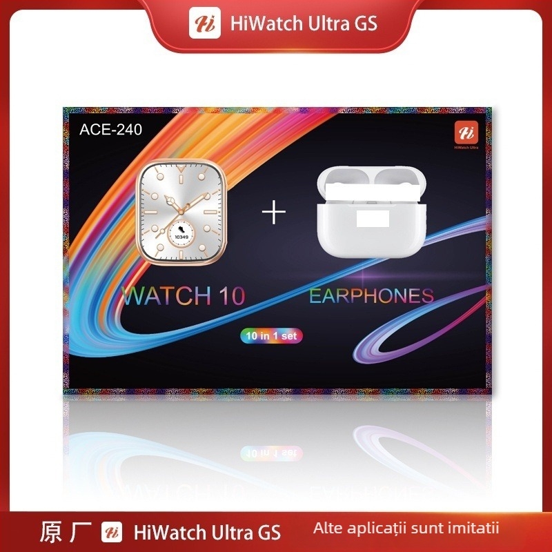 Set smartwatch ACE-180/200/220/240 și headset Bluetooth — afișaj IPS, carcasă din aliaj de aluminiu, încărcare wireless, rezistență la apă zilnică, control prin atingere + buton
