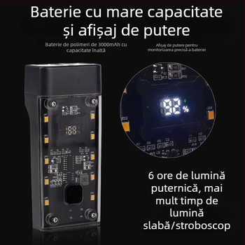 Far bicicletă cu bancă de energie încorporată, luminozitate ridicată, funcții inteligente, pentru plimbări nocturne MTB în aer liber, personalizare disponibilă