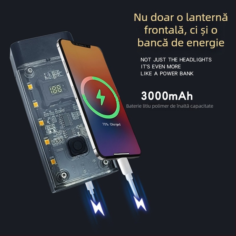 Far bicicletă cu bancă de energie încorporată, luminozitate ridicată, funcții inteligente, pentru plimbări nocturne MTB în aer liber, personalizare disponibilă