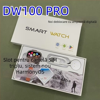Ceas inteligent DW100pro cu slot SIM, deblocare prin amprentă, Android OS, afișaj AMOLED