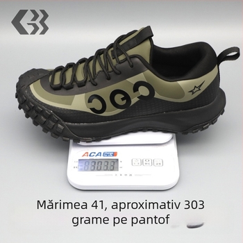 Pantofi de drumeție pentru bărbați, toamnă-iarna - impermeabili, partea superioară din fibre sintetice, talpă din cauciuc antiderapant, talpă mediană EVA, închidere frontală cu șiret, ușoare, înălțime a călcâiului 3–5 cm