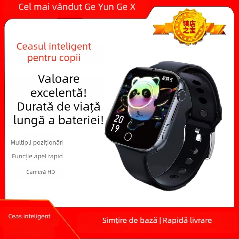 Ceas inteligent pentru copii cu apeluri și plată, impermeabil, slot SIM, curea din silicon, ecran TFT pătrat, model A129