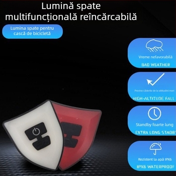 Lampa spate pentru cască de bicicletă — USB reîncărcabilă, rezistentă la apă, pentru plimbări nocturne pe munte și pe drum