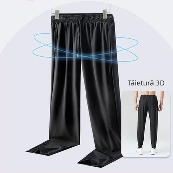 Pantaloni de alergare unisex cu fermoar, uscare rapidă, amestec poliester, patru sezoane, croială dreaptă
