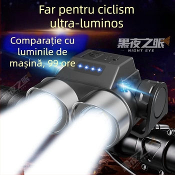 Lumină frontală pentru bicicletă pentru plimbări nocturne – reîncărcabilă prin USB, LED de înaltă intensitate, pentru exterior, universală pentru biciclete MTB