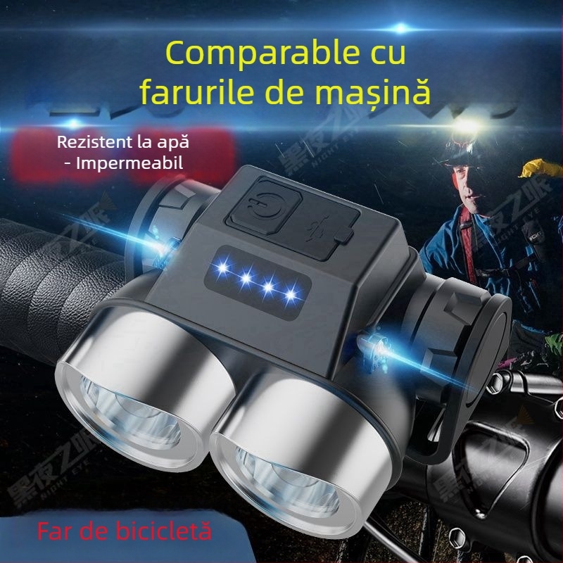 Lumină frontală pentru bicicletă pentru plimbări nocturne – reîncărcabilă prin USB, LED de înaltă intensitate, pentru exterior, universală pentru biciclete MTB