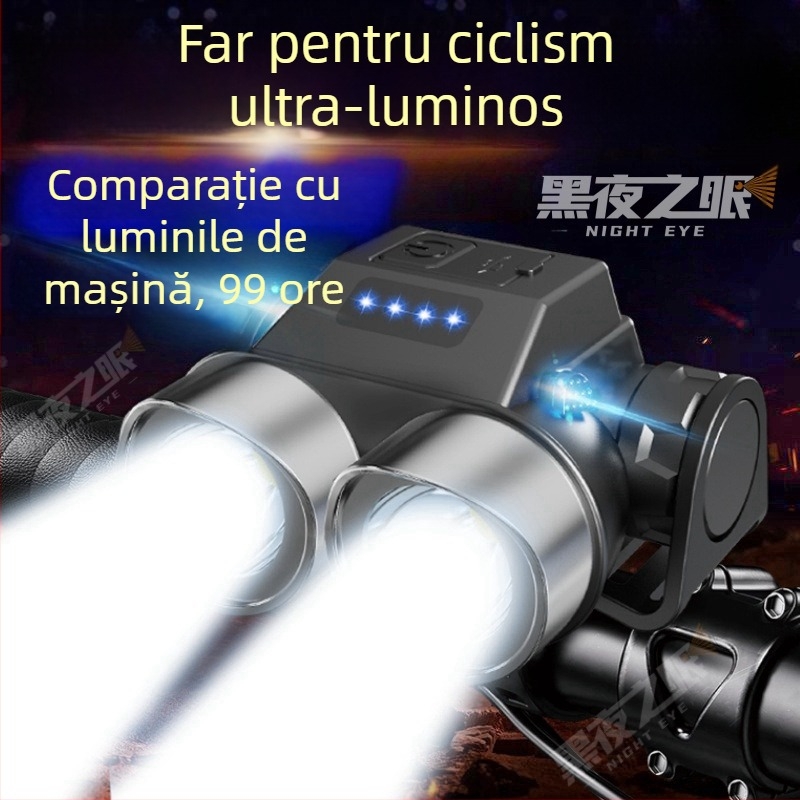Lumină frontală pentru bicicletă pentru plimbări nocturne – reîncărcabilă prin USB, LED de înaltă intensitate, pentru exterior, universală pentru biciclete MTB