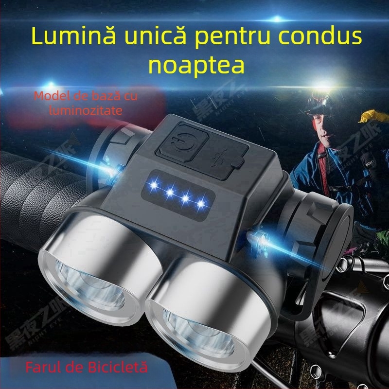 Lumină frontală pentru bicicletă pentru plimbări nocturne – reîncărcabilă prin USB, LED de înaltă intensitate, pentru exterior, universală pentru biciclete MTB