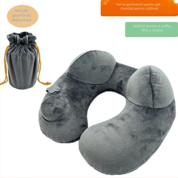 Pernă de călătorie în formă de U – (Brand: Hexinglian; Umplutură: fibre de poliester; Material: catifea Crystal velvet; Stil: minimalist modern; Potrivit pentru copii, adulți și persoane în vârstă)