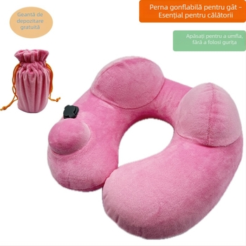 Pernă de călătorie în formă de U – (Brand: Hexinglian; Umplutură: fibre de poliester; Material: catifea Crystal velvet; Stil: minimalist modern; Potrivit pentru copii, adulți și persoane în vârstă)