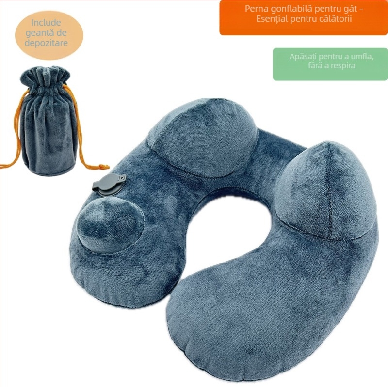 Pernă de călătorie în formă de U – (Brand: Hexinglian; Umplutură: fibre de poliester; Material: catifea Crystal velvet; Stil: minimalist modern; Potrivit pentru copii, adulți și persoane în vârstă)