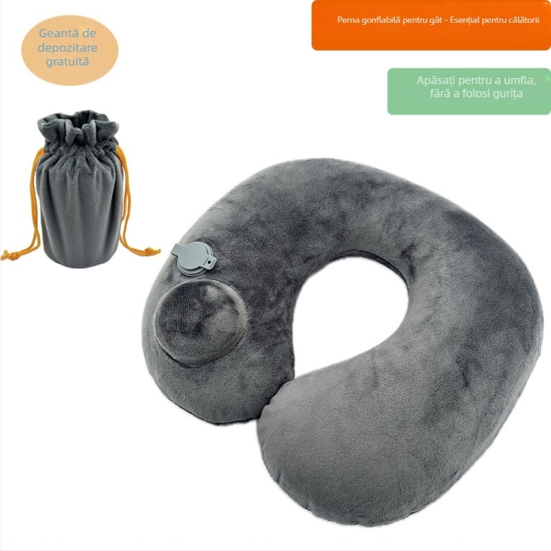 Pernă de călătorie în formă de U – (Brand: Hexinglian; Umplutură: fibre de poliester; Material: catifea Crystal velvet; Stil: minimalist modern; Potrivit pentru copii, adulți și persoane în vârstă)