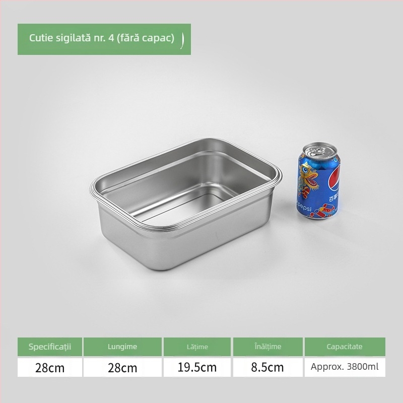 Cutie de prânz din oțel inoxidabil 304, dreptunghiulară, etanșă cu capac, compatibilă cu cuptorul cu microunde, capacitate sub 300 ml