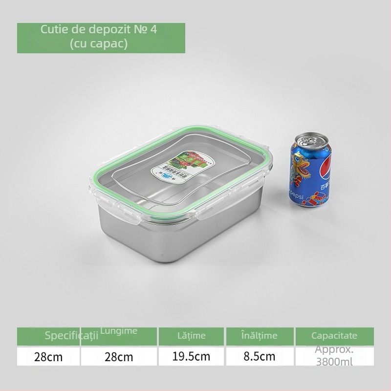 Cutie de prânz din oțel inoxidabil 304, dreptunghiulară, etanșă cu capac, compatibilă cu cuptorul cu microunde, capacitate sub 300 ml