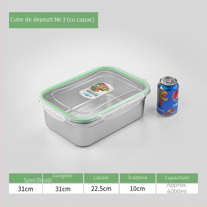 Cutie de prânz din oțel inoxidabil 304, dreptunghiulară, etanșă cu capac, compatibilă cu cuptorul cu microunde, capacitate sub 300 ml