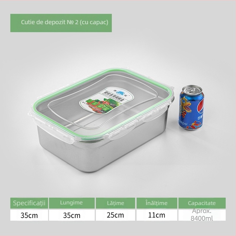 Cutie de prânz din oțel inoxidabil 304, dreptunghiulară, etanșă cu capac, compatibilă cu cuptorul cu microunde, capacitate sub 300 ml
