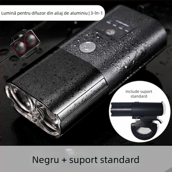BSK lampă frontală pentru bicicletă, din aliaj de aluminiu, reîncărcabilă prin USB, pentru MTB și biciclete de drum