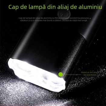 BSK lampă frontală pentru bicicletă, din aliaj de aluminiu, reîncărcabilă prin USB, pentru MTB și biciclete de drum