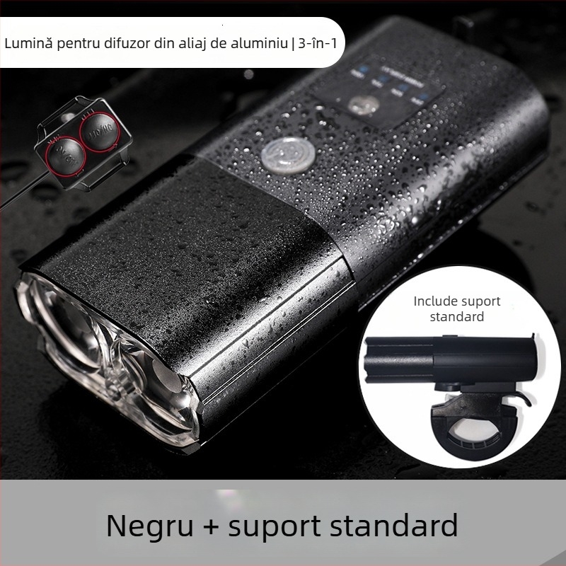 BSK lampă frontală pentru bicicletă, din aliaj de aluminiu, reîncărcabilă prin USB, pentru MTB și biciclete de drum