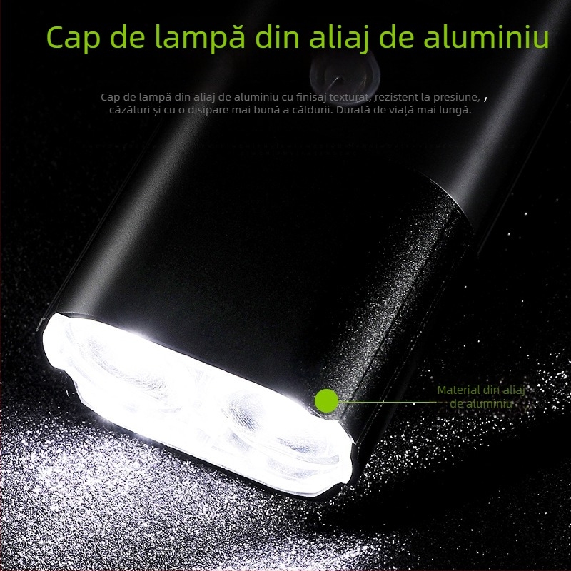 BSK lampă frontală pentru bicicletă, din aliaj de aluminiu, reîncărcabilă prin USB, pentru MTB și biciclete de drum