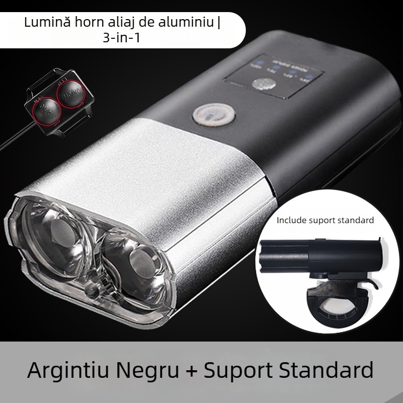 BSK lampă frontală pentru bicicletă, din aliaj de aluminiu, reîncărcabilă prin USB, pentru MTB și biciclete de drum