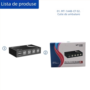 Comutator USB pentru partajare imprimantă MT-1A4B-CF, 4 porturi, compatibil Windows 7
