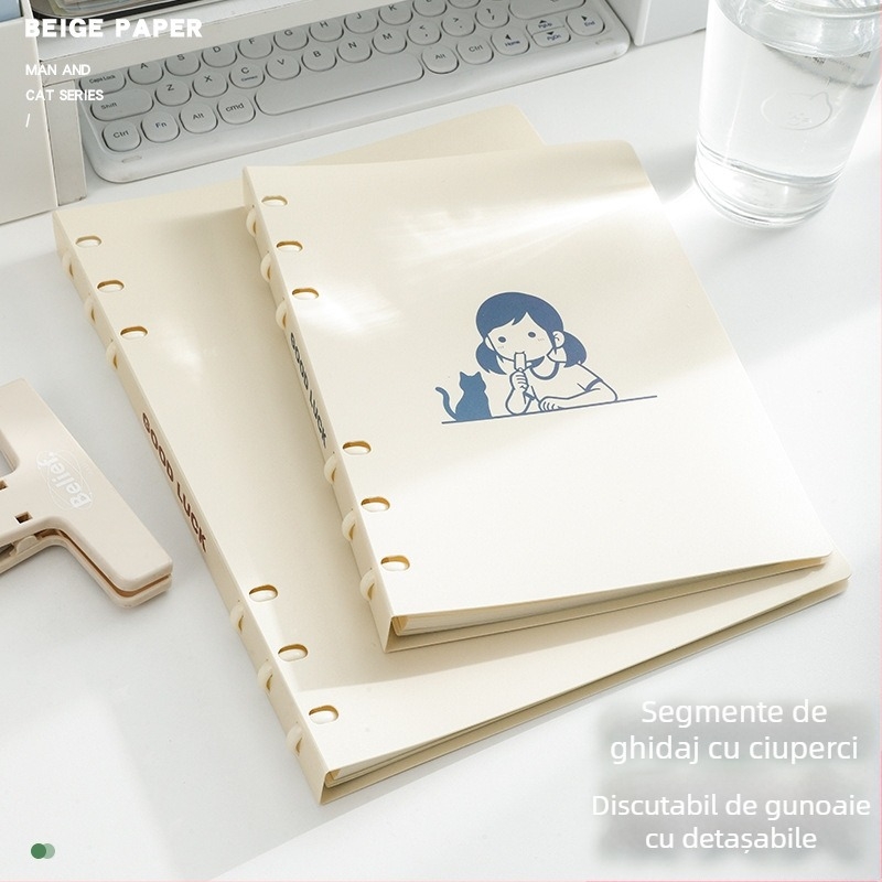 SENMU Bloc cu șase găuri pentru foi detașabile, hârtie Dowling, pagini detașabile, compatibil cu refili