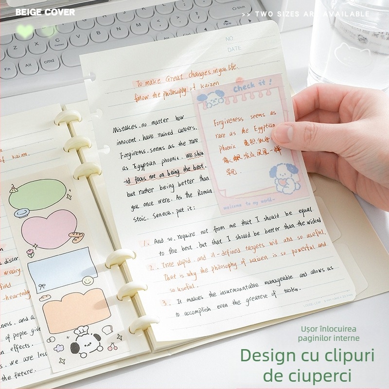 SENMU Bloc cu șase găuri pentru foi detașabile, hârtie Dowling, pagini detașabile, compatibil cu refili