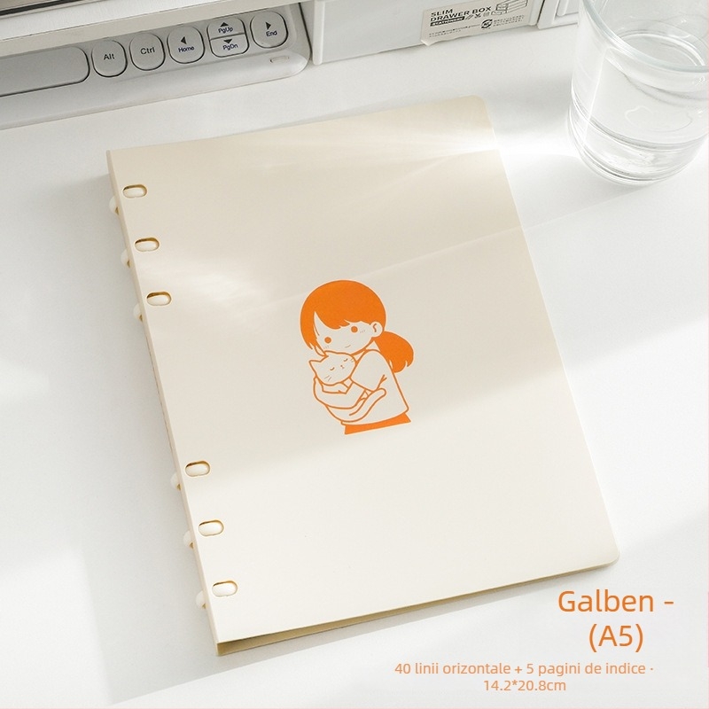 SENMU Bloc cu șase găuri pentru foi detașabile, hârtie Dowling, pagini detașabile, compatibil cu refili