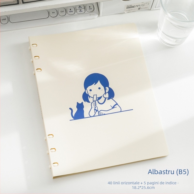 SENMU Bloc cu șase găuri pentru foi detașabile, hârtie Dowling, pagini detașabile, compatibil cu refili