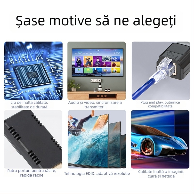 Extender HDMI 60 m prin RJ45 – transmisie video monocanală 1080p