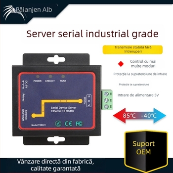 TXB021 Server RS485 pentru port serial — adaptor Ethernet industrial cu suport Modbus TCP/RTU, compatibil Windows 7