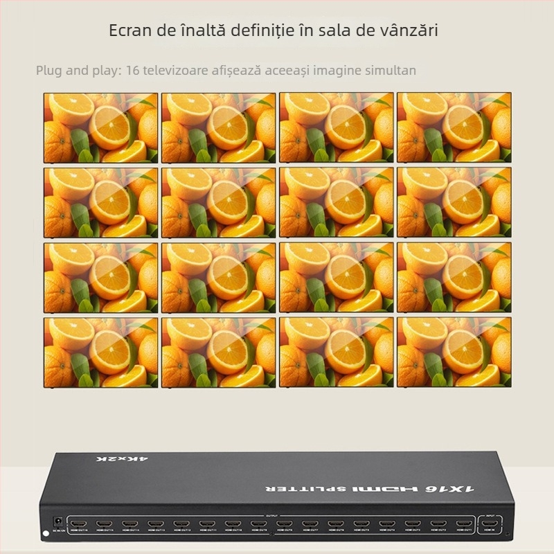 Distribuitor HDMI 1×16, model E10200510, 4K×2K video, Windows 7 compatibil, gestionare energie