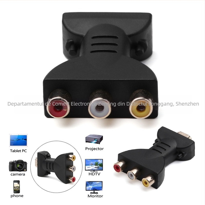 Adaptor HDMI la 3RCA AV – Conversie video, rezoluție 1920x1080, compatibil Windows, conector placat cu aur