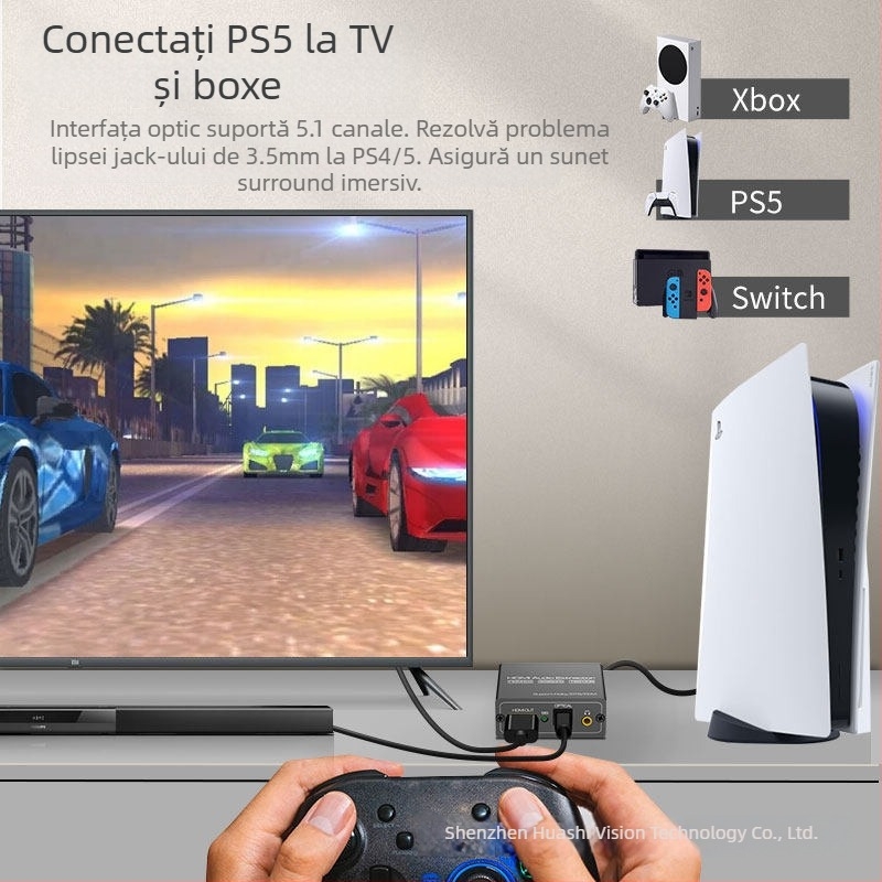 HD803 Extractor HDMI Audio — 4K60Hz pentru home theater, garanție 1 an