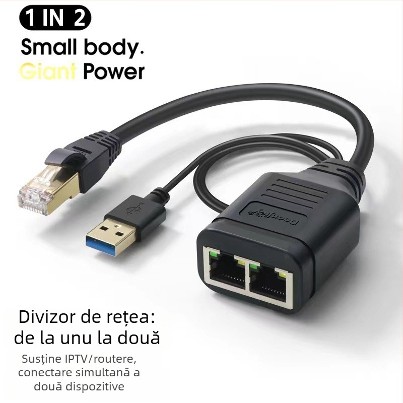 Distribuitor de rețea RJ45 1 la 2, acces simultan la internet, modelul 805, gestionare energie, pentru linii de monitorizare a securității