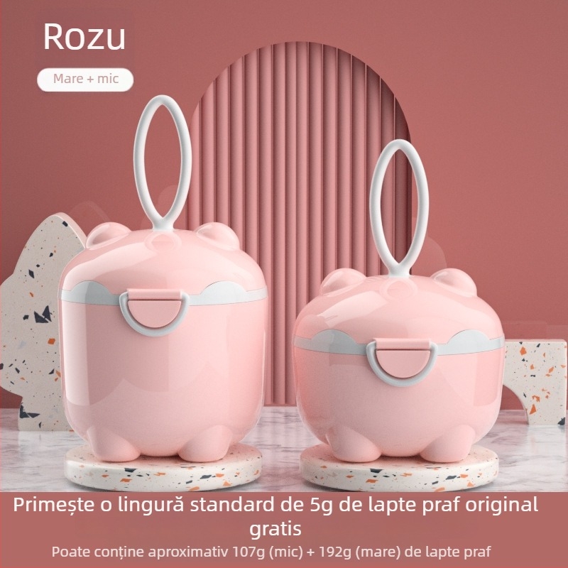 Cutie pentru lapte praf de bebeluți, design cu două compartimente, brand Tired, potrivită de la naștere până la 3 ani