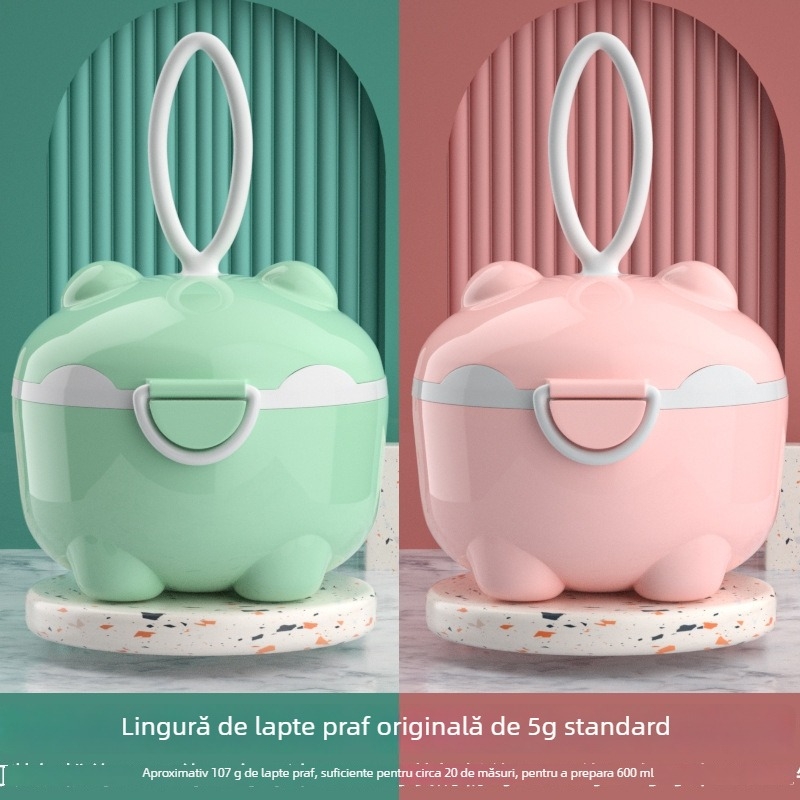 Cutie pentru lapte praf de bebeluți, design cu două compartimente, brand Tired, potrivită de la naștere până la 3 ani