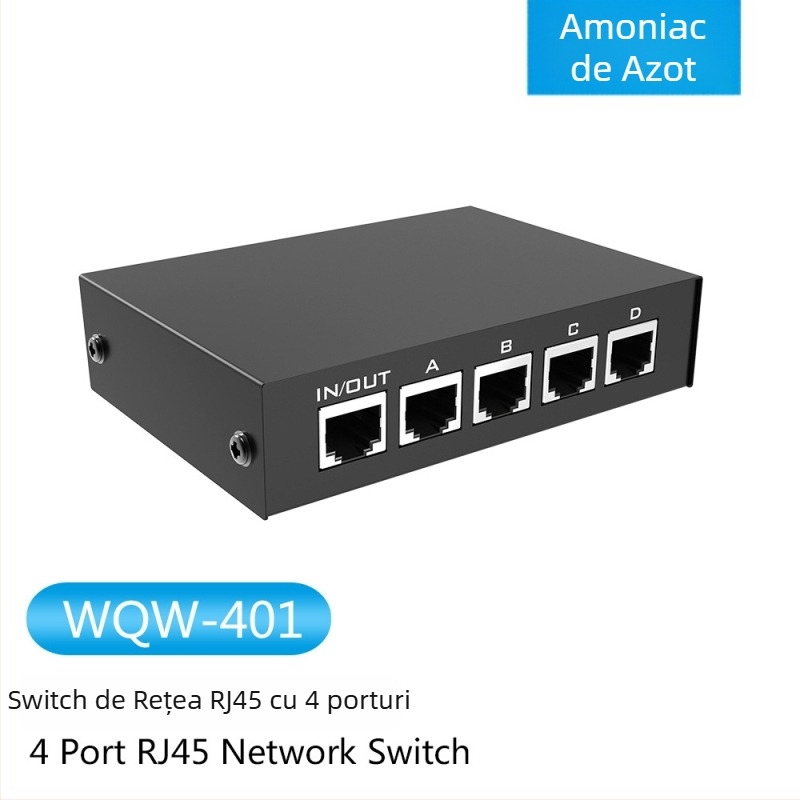 Krypton WQW-401 comutator RJ45 de 4 porturi, distribuție 4 intrări 1 ieșire, suport Windows XP, Wake-up de la distanță neacceptat, managementul energiei neacceptat